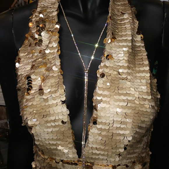 Reversable Sequin Halter Jumpsuit - Picture 3 of 4